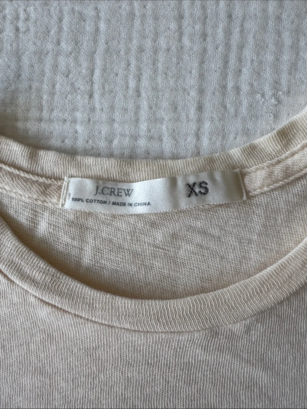 J. Crew Cream Short Sleeve Tee with Beaded Shrimp Applique. Size XS. Like new